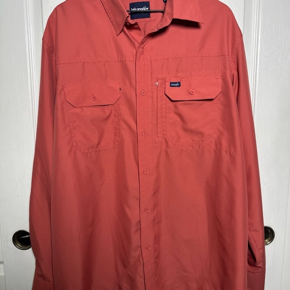 Men's Wrangler Performance X-Large Button Western Long Sleeve Shirt In Salmon - Picture 3 of 16